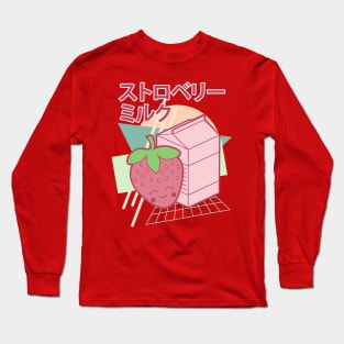 Kawaii Strawberry Milk Japanese 90s Retro Style Long Sleeve T-Shirt